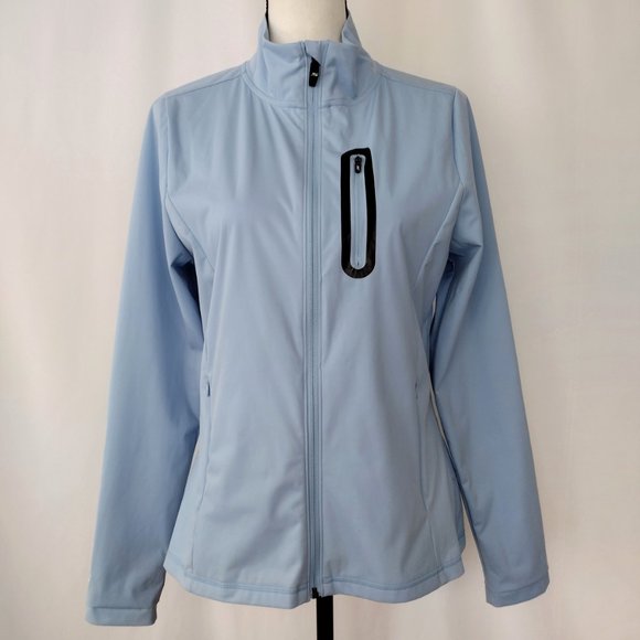 Skechers Go Shield Light Blue Zip Up Fitness Jacket - Picture 1 of 11